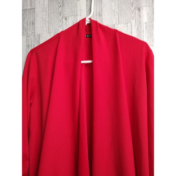 Iman Woman's City Chic Red Open front Jacket Crepe TIE Sleeves Size Medium - Picture 7 of 12